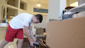 Paul Campbell, a teen collecting items to donate